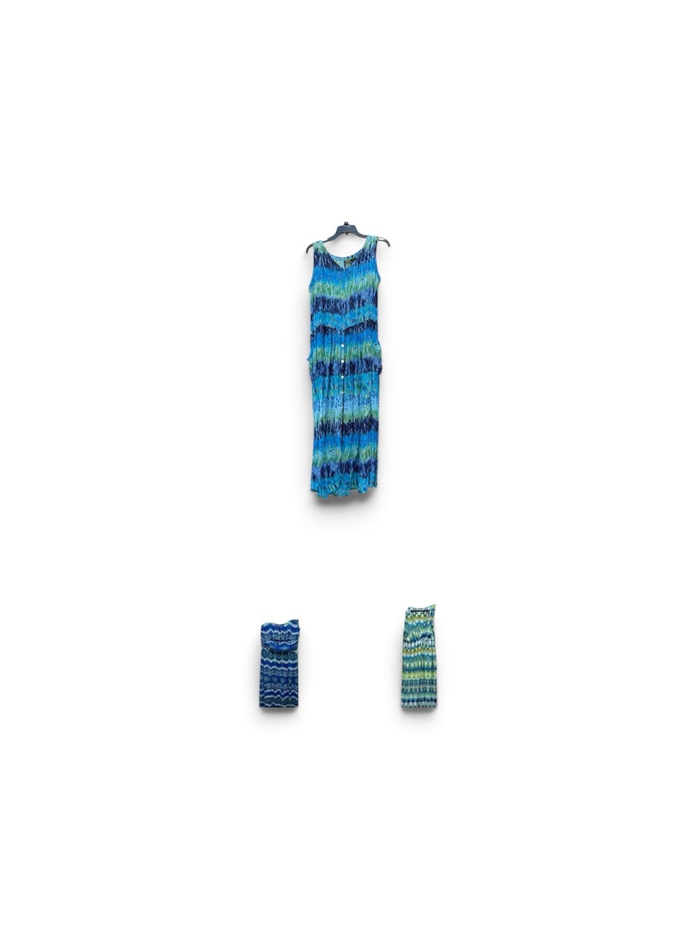 Blue Multicolor Girls' Sleeveless Maxi Dress